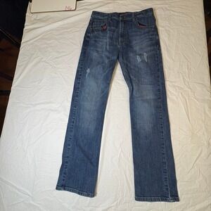 Wrangler Jeans Distressed Blue Denim Straight Leg Jeans Boys Size 16 Regular